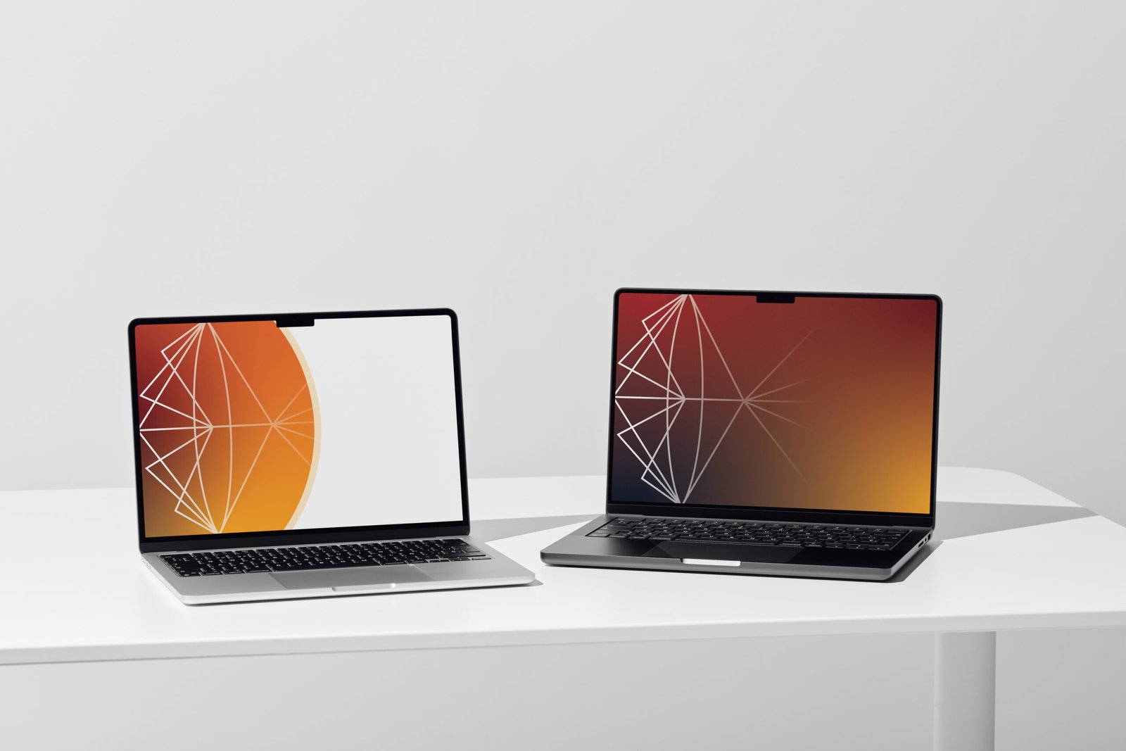 theia orange pres template on two laptops